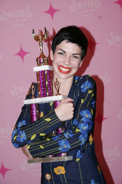 Laurie Hagen with her 'Most Innovative' trophy at The Burlesque Hall of Fame Weekend 2013. ©Don Spiro