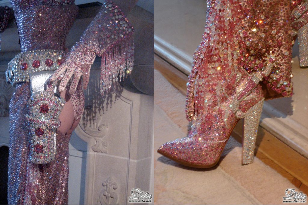 Close detail of Dita's Cowgirl costume, with embellishment by Catherine D'Lish